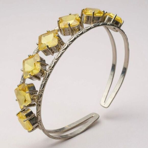 Citrine Gemstone Artisan Handmade Adjustable Bangle Jewelry 21 Gms New - Picture 1 of 4